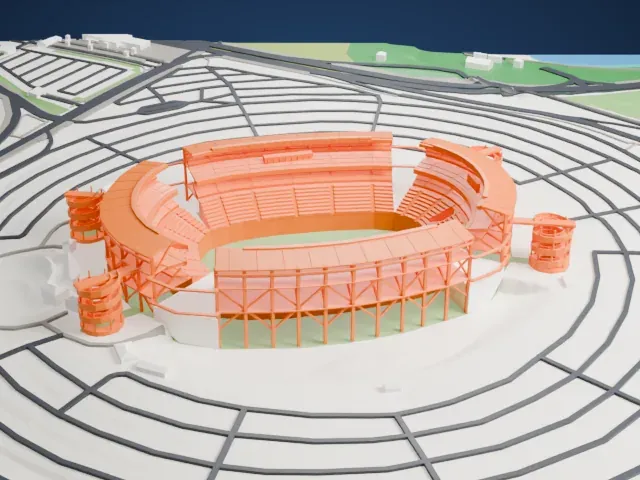 Aloha Stadium model, East view