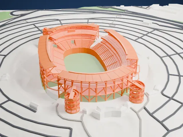 Aloha Stadium model, South view