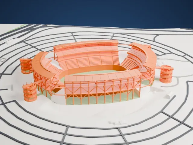 Aloha Stadium model, West view