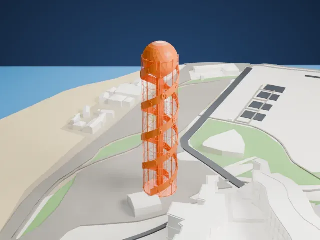 Alphabetic Tower model, West view