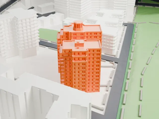 Amalgamated Housing Cooperative model, East view