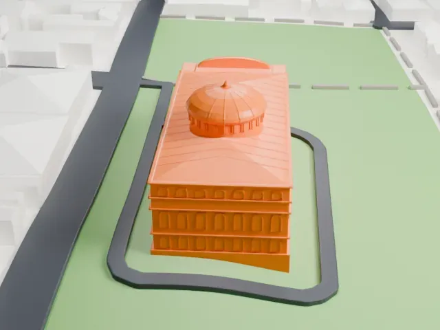 Amazon Theatre model, West view
