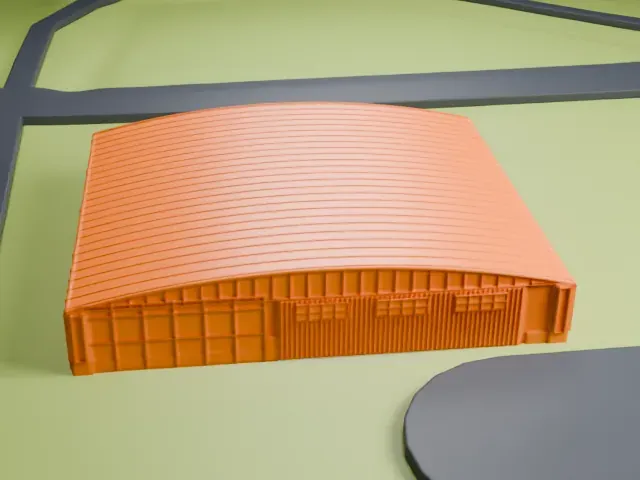 Amelia Earhart Hangar Museum model, West view