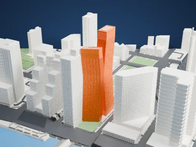 American Copper Buildings model, East view