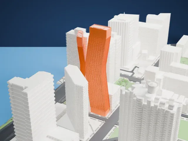 American Copper Buildings model, North view