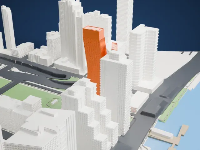 American Copper Buildings model, South view