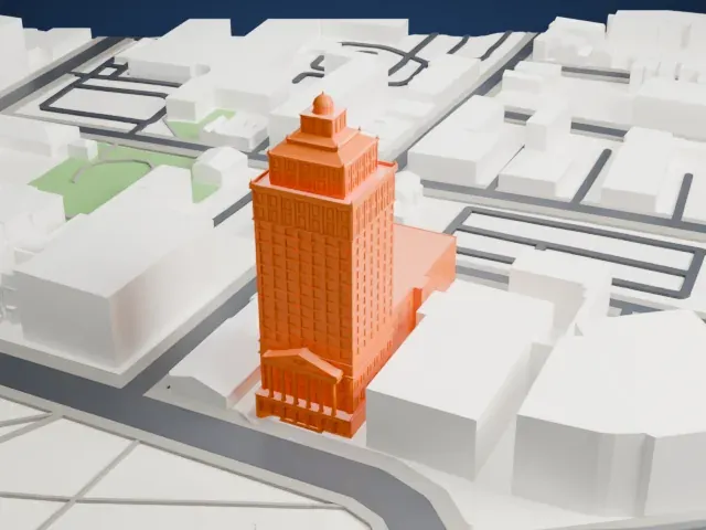 American Insurance Company Building model, East view