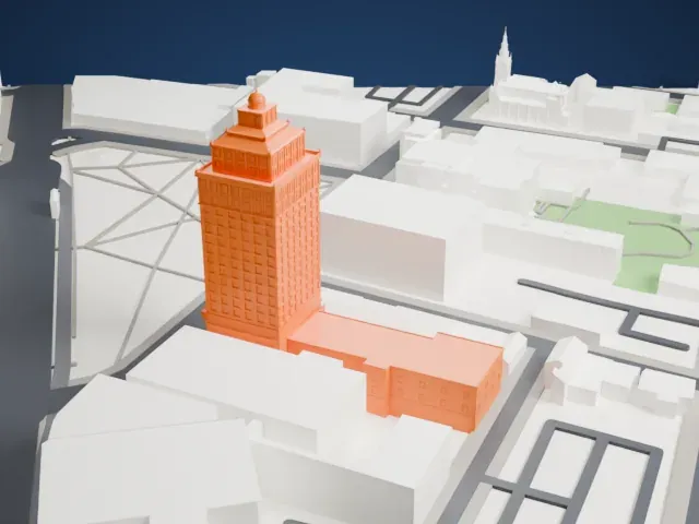 American Insurance Company Building model, North view