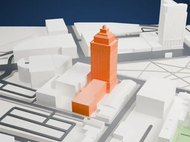 American Insurance Company Building model, West view