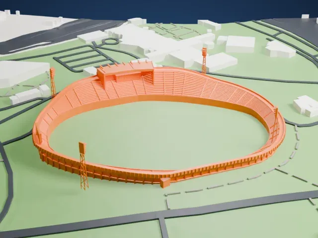 Amman International Stadium model, East view