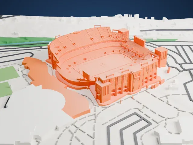 Amon G. Carter Stadium model, East view