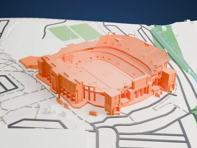 Amon G. Carter Stadium model, North view