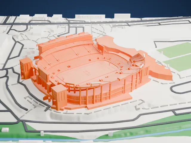 Amon G. Carter Stadium model, West view