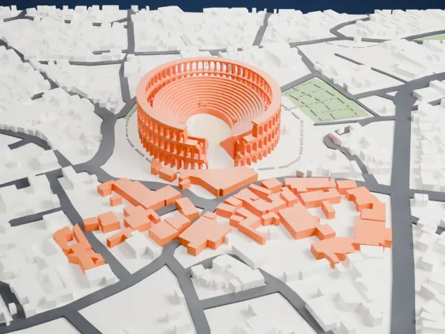 Amphitheatre of El Jem model, East view