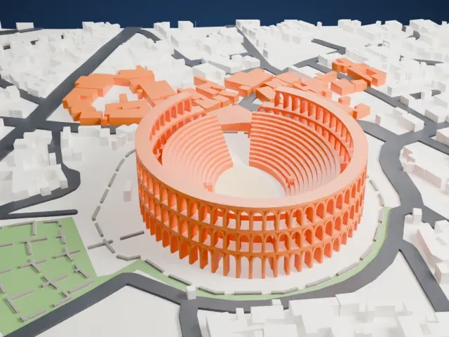 Amphitheatre of El Jem model, West view