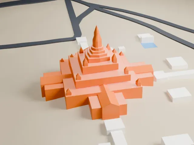 Ananda Temple model, North view