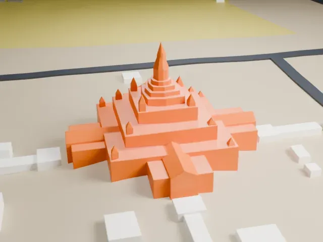 Ananda Temple model, West view
