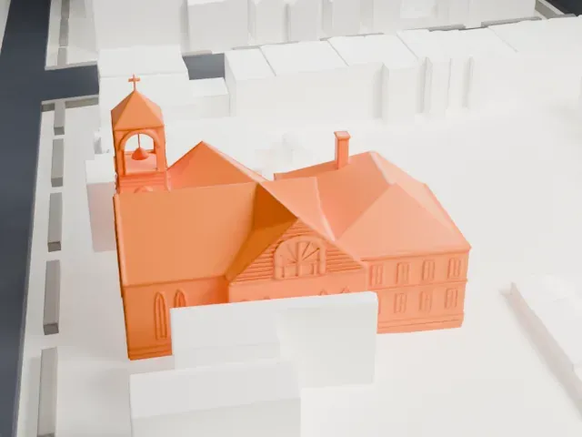 Andrews United Methodist Church model, South view