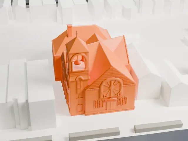 Andrews United Methodist Church model, West view