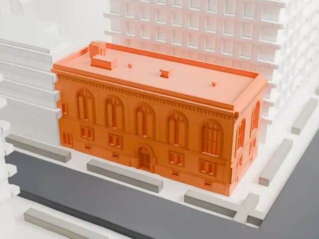 Anthology Film Archives model, North view