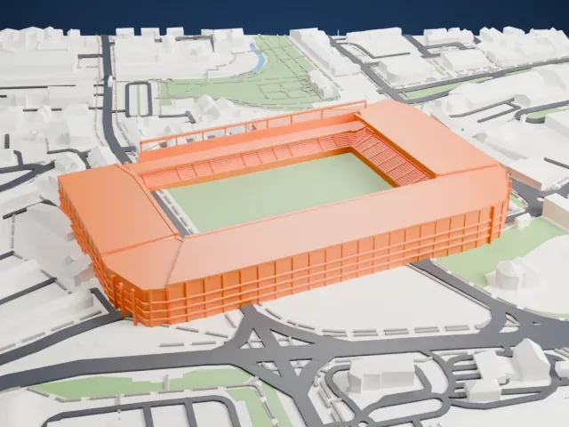 Anton Malatinský Stadium model, East view