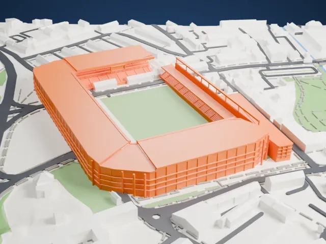 Anton Malatinský Stadium model, North view