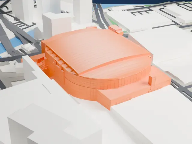 AO Arena model, East view