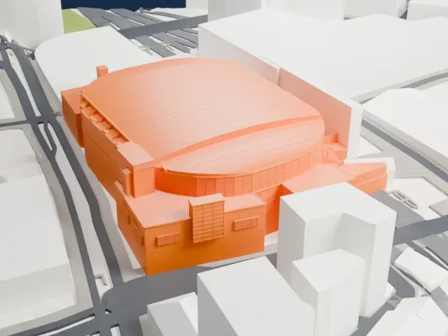 AO Arena model, West view