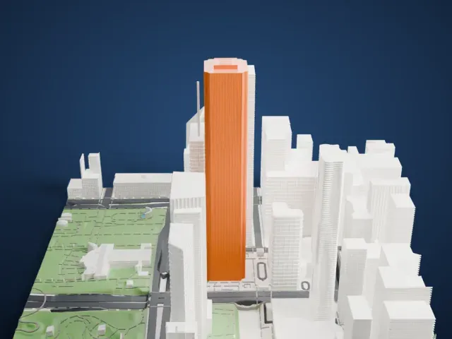 Aon Center model, East view