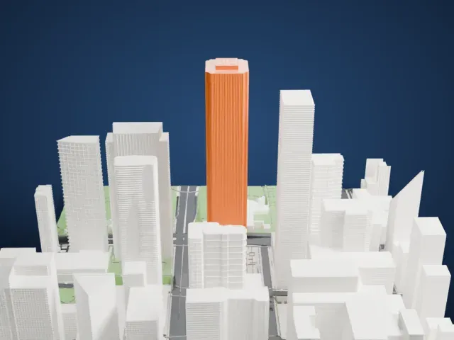 Aon Center model, North view