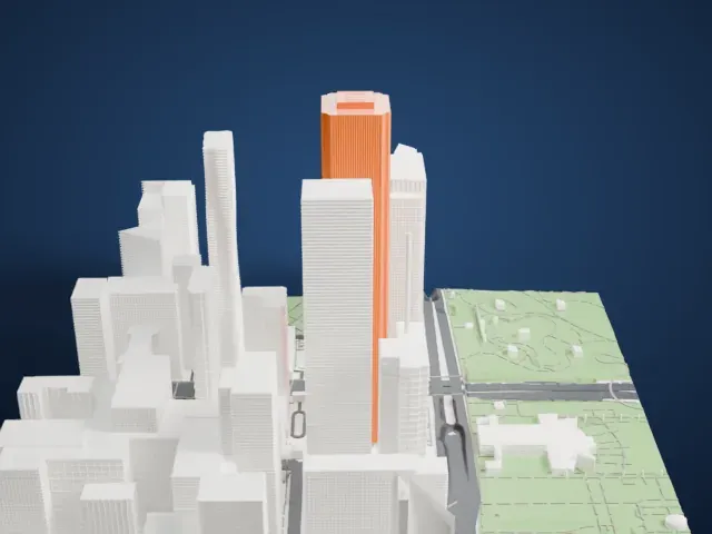 Aon Center model, West view