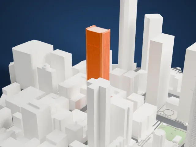Aon Center (Los Angeles) model, East view