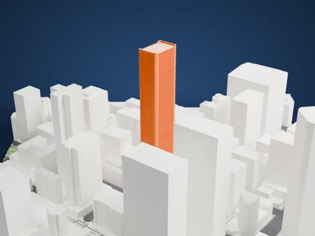 Aon Center (Los Angeles) model, North view