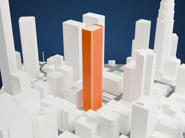 Aon Center (Los Angeles) model, South view