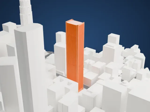 Aon Center (Los Angeles) model, West view