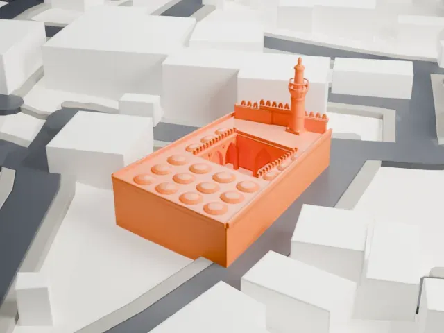 Aqmar Mosque model, East view
