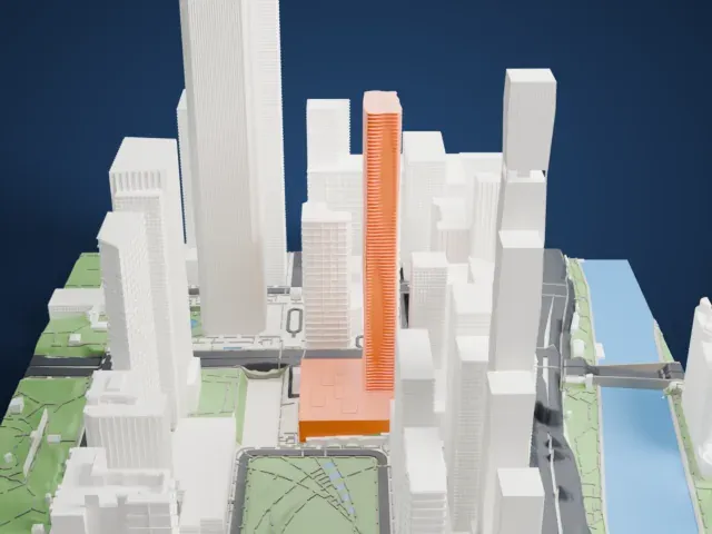 Aqua Tower model, East view