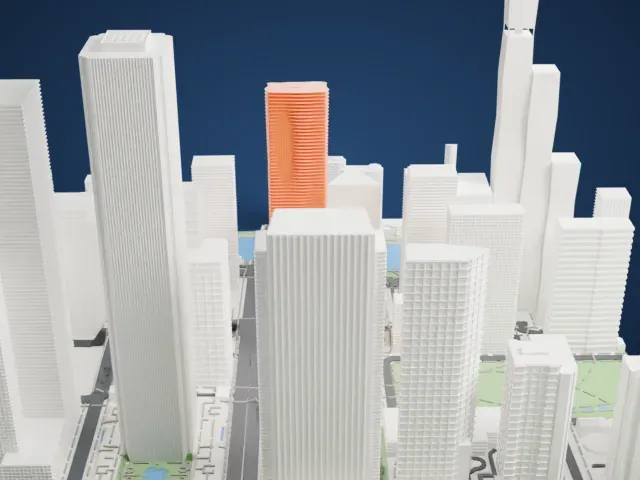 Aqua Tower model, South view