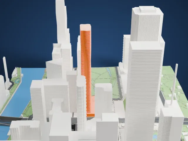 Aqua Tower model, West view