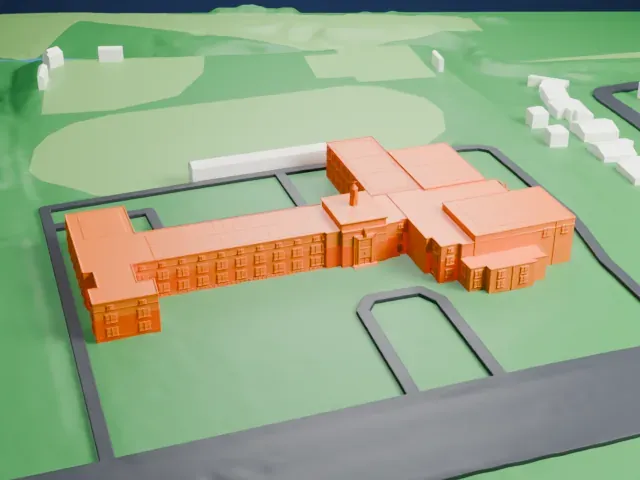 Archbishop Stepinac High School model, East view