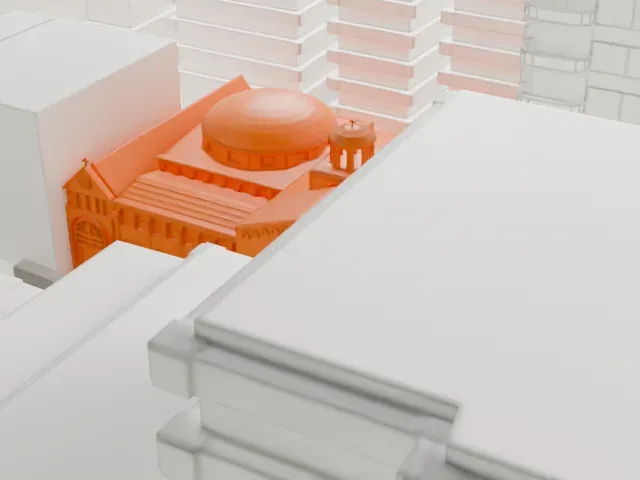 Archdiocesan Cathedral of the Holy Trinity model, South view