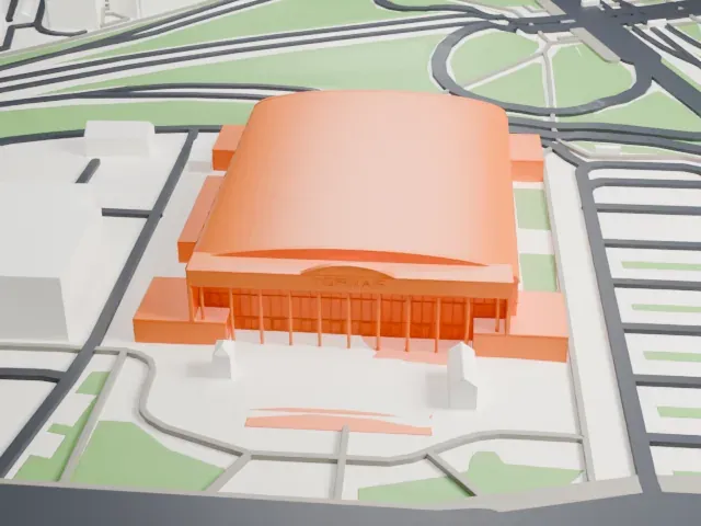 Arena COS Torwar model, South view