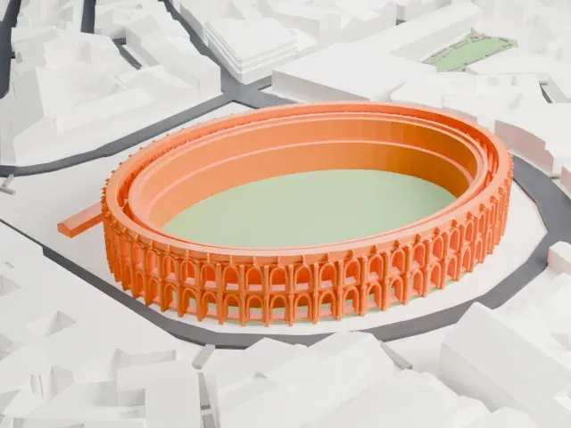 Arena of Nîmes model, North view