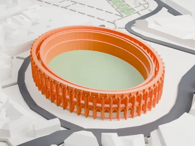 Arena of Nîmes model, West view