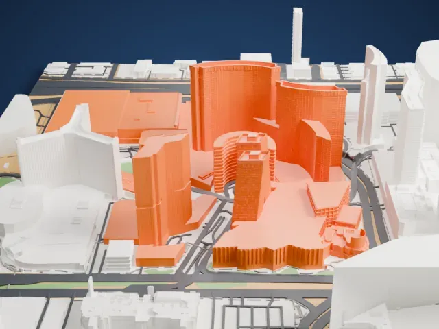 Aria Resort and Casino model, East view