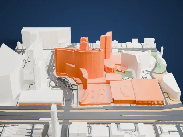 Aria Resort and Casino model, West view