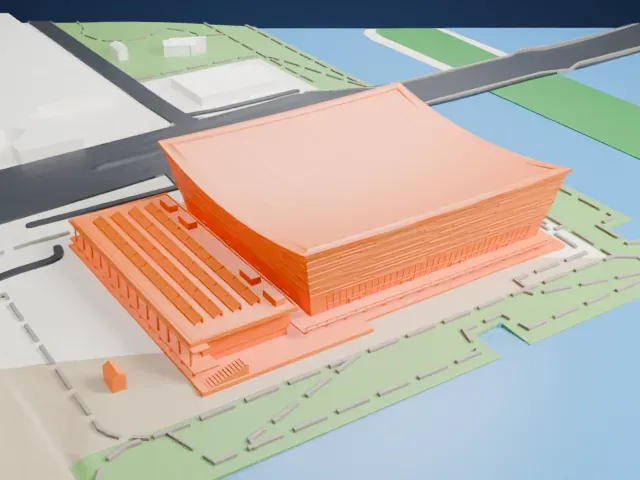 Ariake Arena model, East view