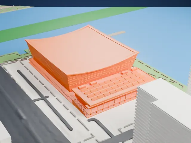 Ariake Arena model, South view