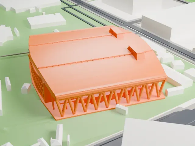 Ariake Coliseum model, East view