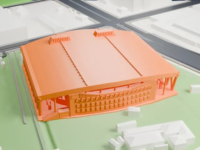 Ariake Coliseum model, South view